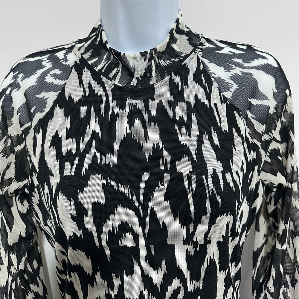 By Anthropologie Long-Sleeve Mock-Neck Printed Slim Midi Dress - Picture 5 of 8